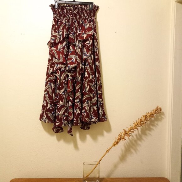 NWT Anthro Reynu Taandon Leaf Print Maxi Skirt Size S - Picture 1 of 16